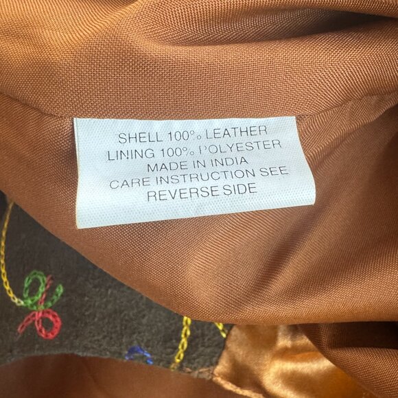 American Flirt Vintage Embroidered Patchwork Leather Vest - Medium - Picture 7 of 7